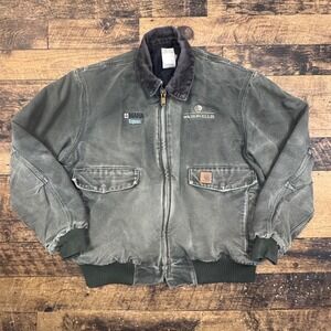 Carhartt J165 MOS Mens X Large Regular Moss Green Duck Canvas Work Jacket Farm